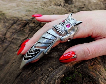 Demon Claw Ring Articulated , Full Finger 3d Armour Ring , Chaos
