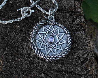 ouroboros tiamat snake hendecagram medallion , scaly world serpent witches charm necklace , 3d metal reptile sculpture magical dragon gift