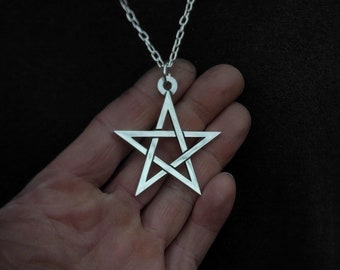 Pentagram Necklace Sterling Silver: Wicca Pentacle Pendant, Goth Witch Symbol
