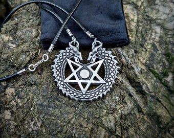 Azerate necklace tiamat mother dragon pendant , Babylonian primordial chaos sea goddess , anti cosmic energies totem , black metal jewelry