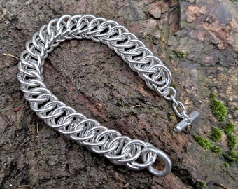 Persian half chain bracelet , ornate shiny chainmail woven hand ornament , elvish culture inspired jewelry , gothic accessories gift for her