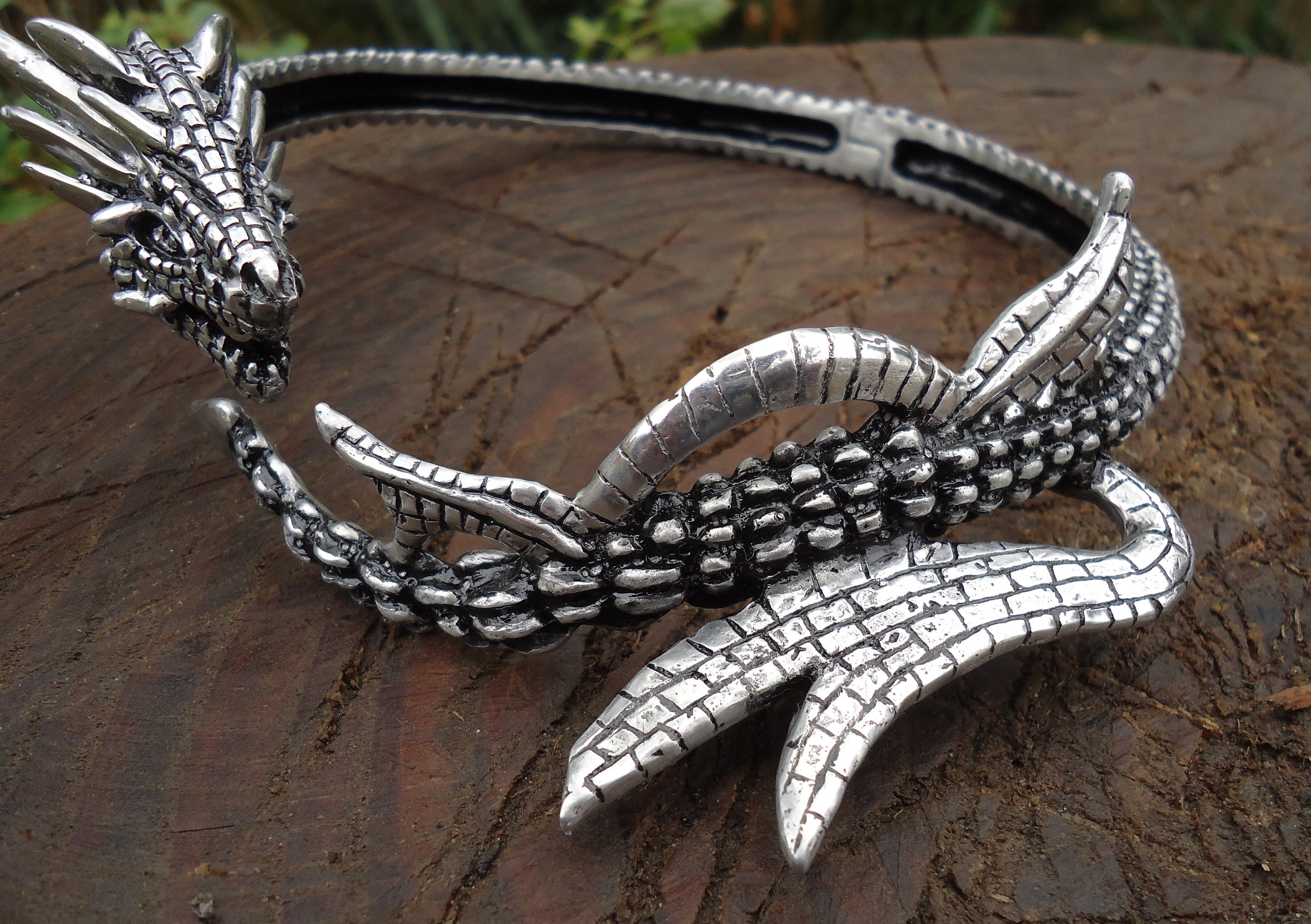 Real Silver 3d Dragon Necklace Cosplay Choker Prop - Etsy