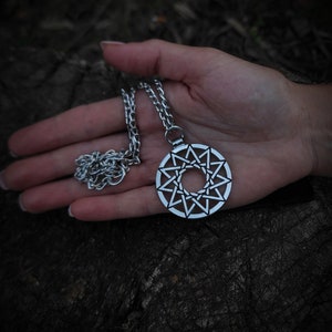 Hendecagram star necklace , chaos anti cosmic energy pendant , satanic black metal jewelry artefact, Qabbalah tree of knowledge symbol gift