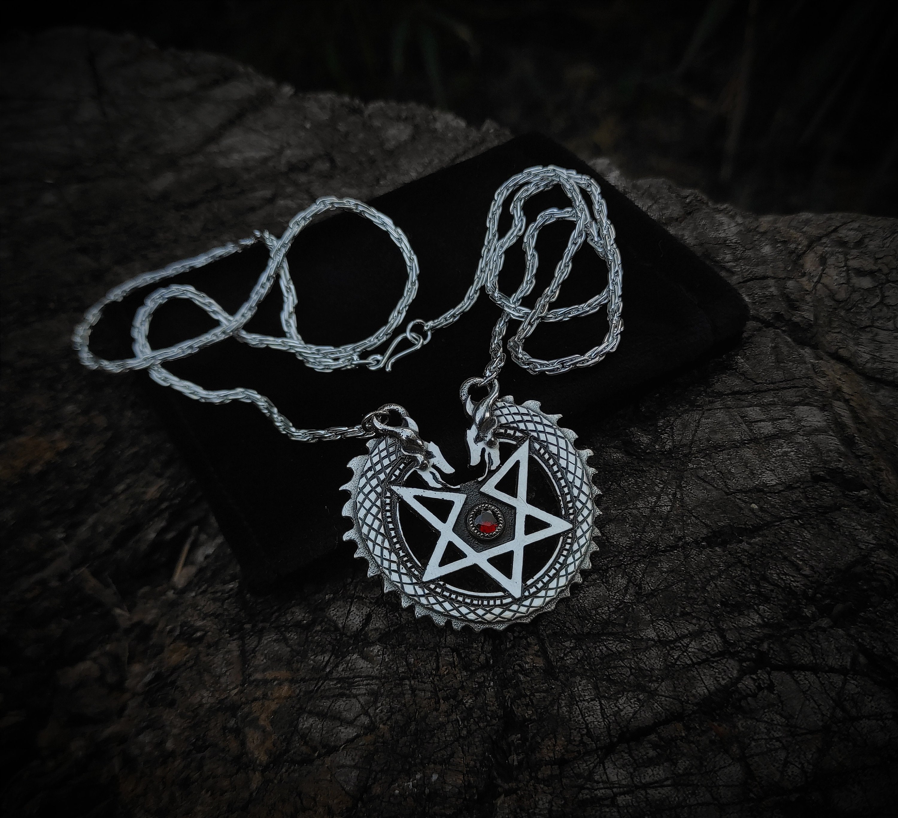 Azerate Sterling Silver Necklace , Babylonian Mother Dragon