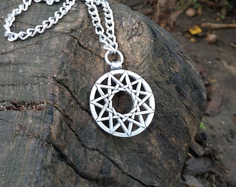 Silver hendecagram satanic necklace, metalheads gift , Sacred geometry pendant medallion ornament , Black metal counter culture symbolism