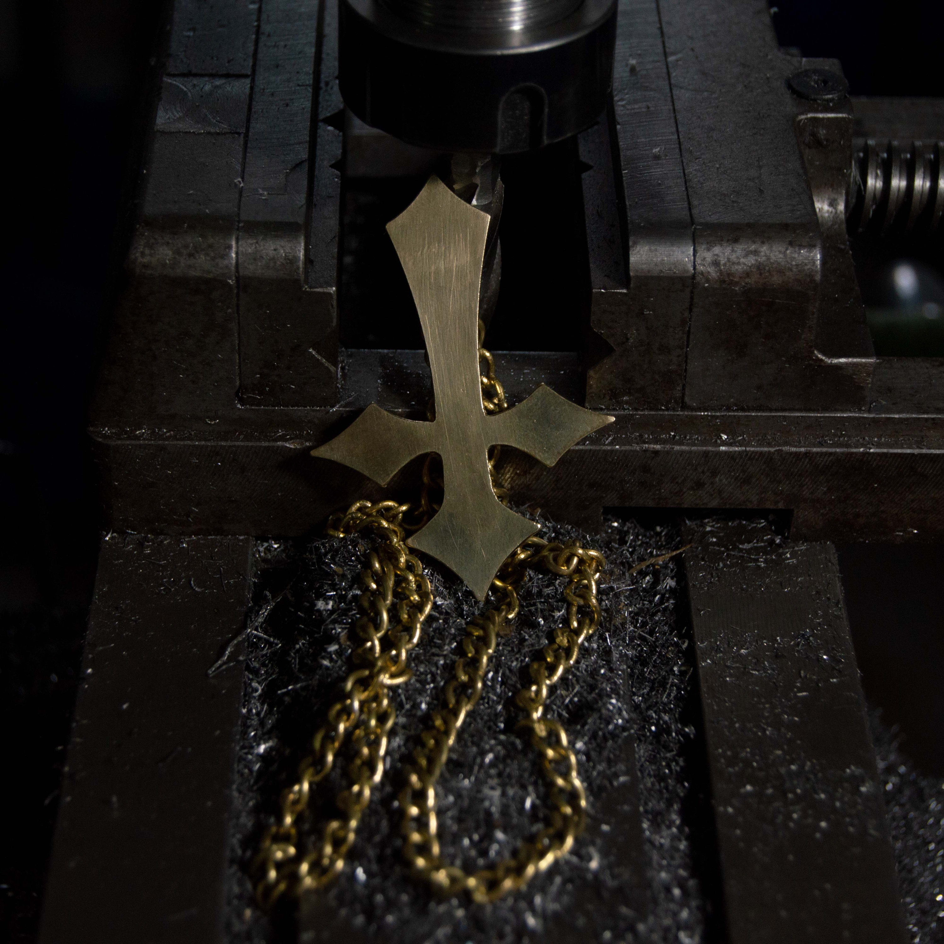 Gold Inverted Bronze Gold Inverted Cross Antichrist Necklace With Curb Chain - Etsy ...