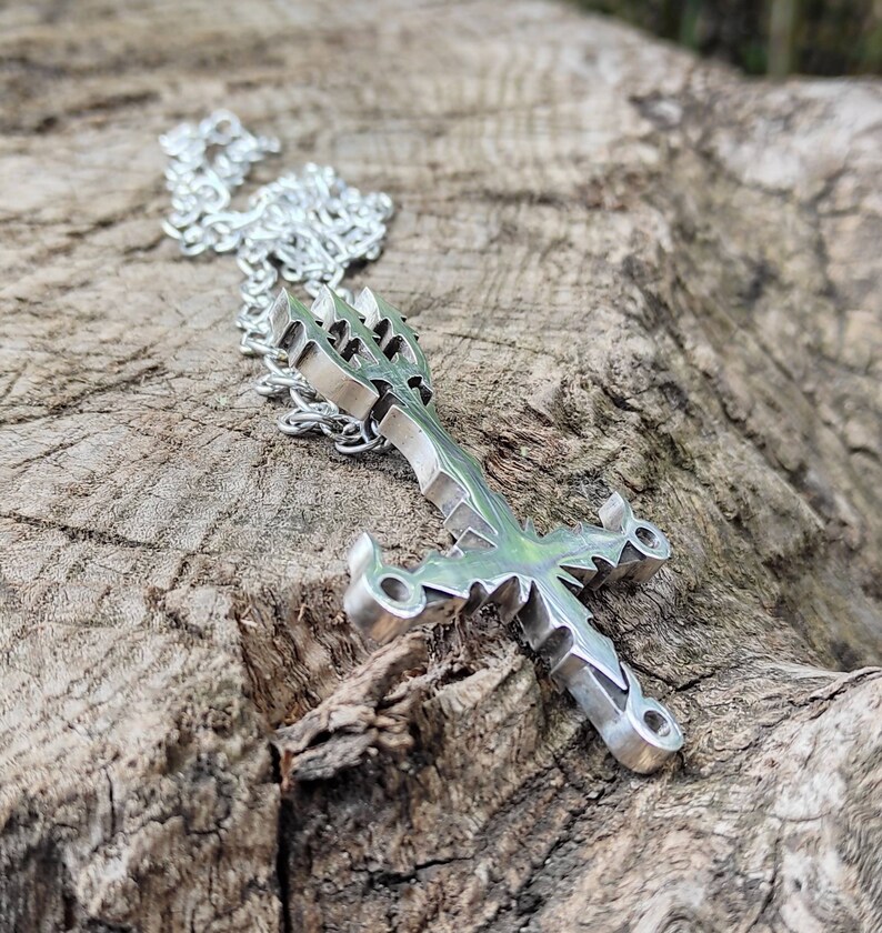 Upside Down Inverted Cross Necklace With Trident Curb Cuban Etsy