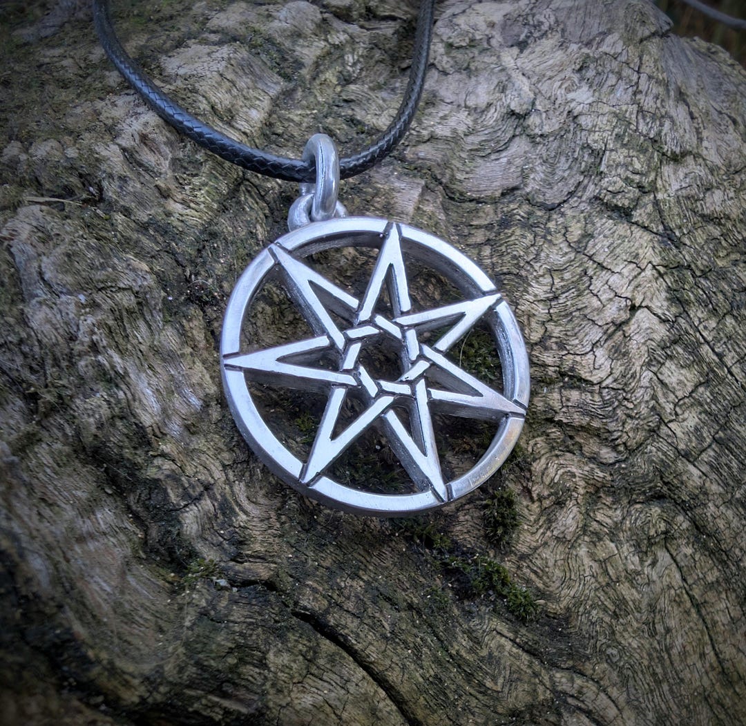 Seven Rayed Heptagram Heptagram Necklace Seven Pointed Star , Sacred Pagan Witchcraft Symbol ...