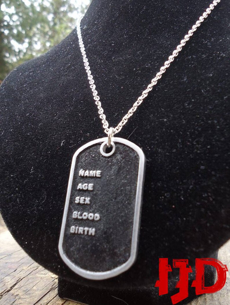 silver dog tag mens necklace