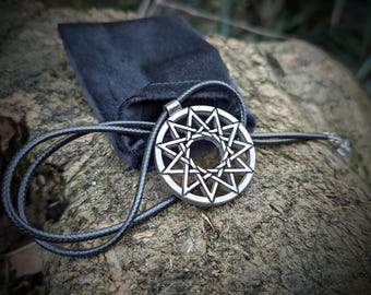 Hendecagram star necklace , chaos anti cosmic energy pendant , satanic black metal jewelry artefact, Qabbalah tree of knowledge symbol gift