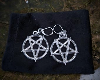 Sigillo Di Lilith Orecchini A Goccia Demoniaco - Acciaio Inox, Simbolo Dea, Gioielli Gotici Pagani Per Donna