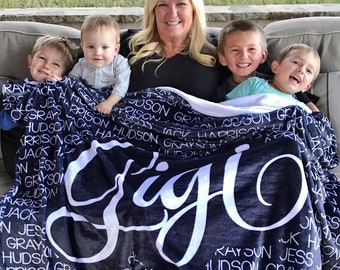Personalized Grandparent Blanket - Personalized Grandma Blanket - Grandparent Gift - Grandkid Blanket - Gifts for Grandma - Grandma Gift
