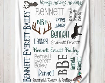Deer Blanket - Personalized Baby Blanket - Hunting Blanket - Monogram Swaddle Blanket - Monogrammed Name - Baby Shower Gift- Hunting Nursery