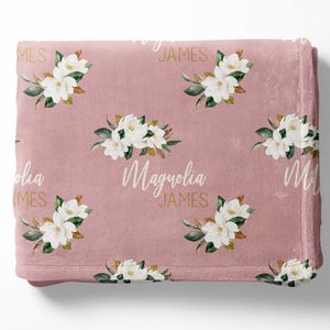Magnolia Blanket - Magnolia Baby Name Blanket - Magnolia Nursery - Magnolia Decor - Baby Girl - Personalized Girl Blanket - Monogram Blanket
