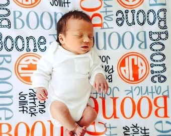 Monogram Boy Baby Blanket, Arrow Baby Blanket - Boy Swaddle - Name Blanket Personalized- Toddler Name Blanket- Plush Blanket- Baby Shower