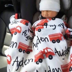 Kocyk FireTruck - Kocyk dla niemowląt Fire Truck - Spersonalizowany kocyk dla niemowląt - Kocyk dla niemowląt Firemen - Prezent dla wozu strażackiego - Prezent dla strażaka - Strażak