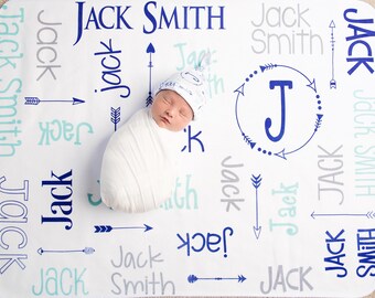 Personalized Boy Blanket - Monogram Boy Blanket - Personalized Baby Blanket - Monogram Baby Boy Blanket - Name Blanket - Arrow Blanket