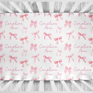 Personalized Crib Sheet - Baby Crib Sheet - Baby Girl Bow Crib Sheet - Personalized Nursery Bedding - Monogram Crib Sheet - Crib Sheet