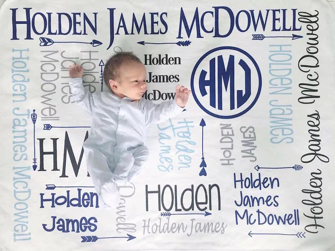 Monogram Boy Baby Blanket, Arrow Baby Blanket - Boy Swaddle - Name ...