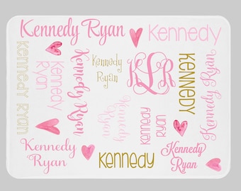 Couverture pour bébé - couverture pour bébé fille - couverture pour bébé personnalisée - couverture pour bébé monogramme - couverture à emmailloter - couverture personnalisée