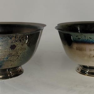 Two Paul Revere Sons of Liberty Silver Bowls Reproduction by Oneida Silversmiths Award Bowls