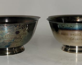 Two Paul Revere Sons of Liberty Silver Bowls Reproduction by Oneida Silversmiths Award Bowls