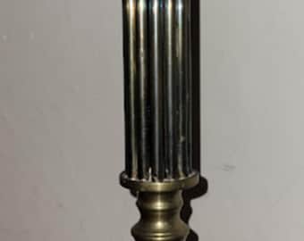 Vintage Antique Tall Brass Candlestick with Tubular Column Design - Church Candleholder - 12" tall