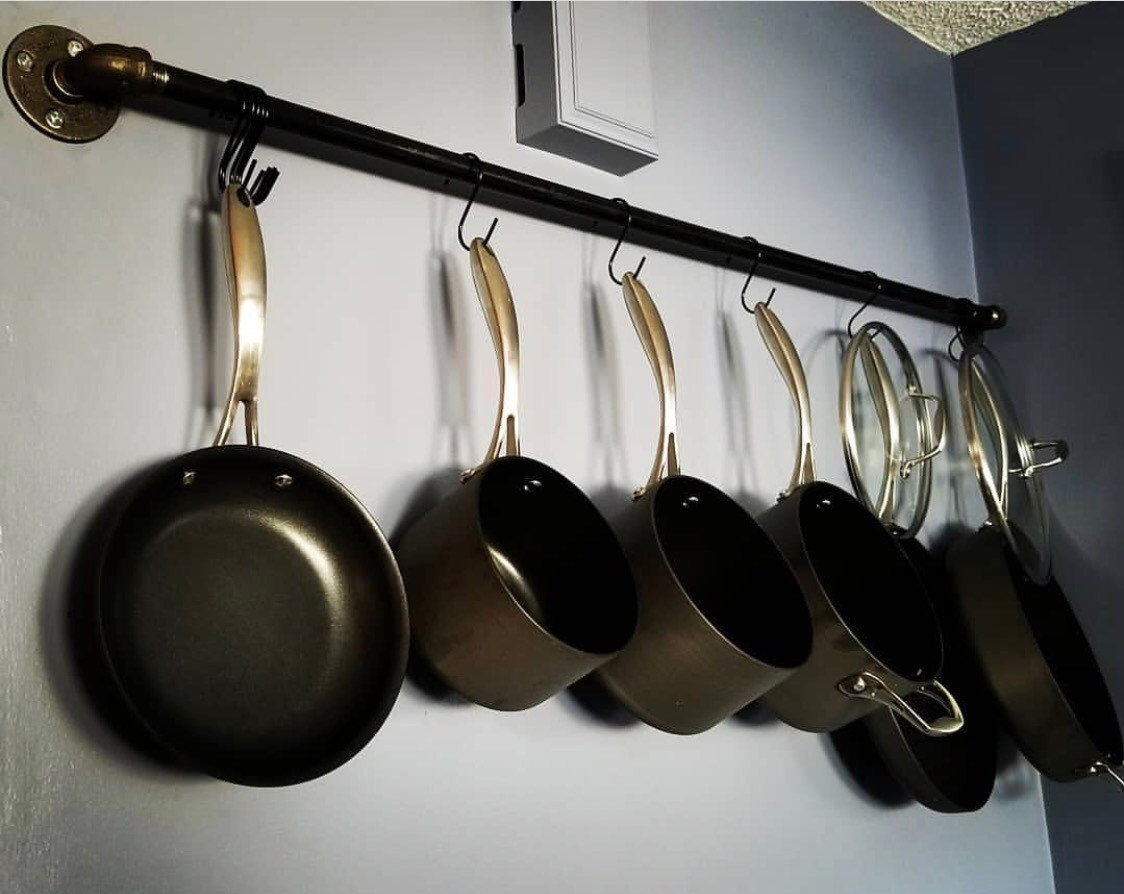 Kitchen Pots and Pans Hanging Wall Storage Hanging Rack Etsy UK