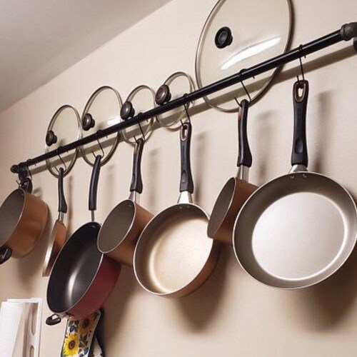 Kitchen Holder Rack Storage Hanging With Lights 10 Hooks For Pots And Utensils Kitchen Holder Rack Storage Hanging With Lights 10 Hooks For Pots And Utensils