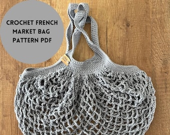 French market bag pattern PDF / Instant Download / Crochet Eco Friendly Market Bag / Farmer's Market Mesh Bag / Beach Bag /Printable Pattern