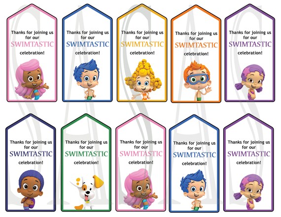 Bubble Guppies Birthday Party Decorations Gift Bag Tag Thank Etsy