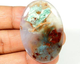 Aqua chalcedoon cabochon natuurlijke bruingroene edelsteen los voor draadwikkeling KB-11478
