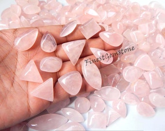 Natural Pink Rose Quartz Cabochon. Rose Quartz Gemstone. BEAUTIFUL! Rose Quartz Wholesale Lot Mix Shape Loose Jewelry Use. KB-RQ2