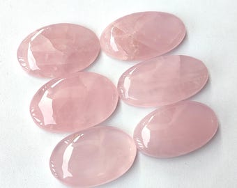 Natural Pink Rose Quartz Cabochons, Oval Loose Gemstone Lot KB-10781