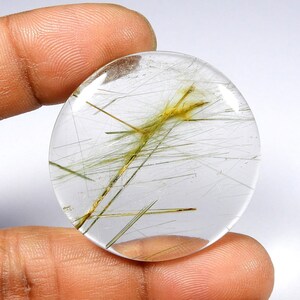 Natürliche Multi Golden Rutil. Rutilquarz Cabochon. Rutilquarz Edelstein. Crystal Rutil runde Form für Schmuck. 37x37mm KB-10927