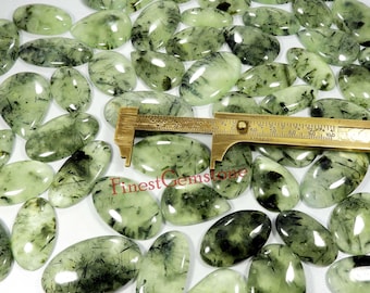 Prehnite Cabochon. Natural Prehnite. Rutilated Prehnite Wholesale Lot. Green Prehnite Gemstone. Prehnite Mix Shape For Jewelry. 1 To 112 Pcs