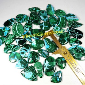 Chrysocolle malachite bleu vert. Pierre naturelle de chrysocolle malachite AAA+. Lot cabochon chrysocolle malachite en gros. 500 carats 9 pièces