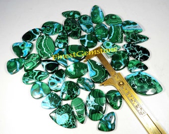 Natural Green Blue Malachite Chrysocolla Cabochon Gemstone For Wire Wrapping 500Cts 9 Pcs Lot