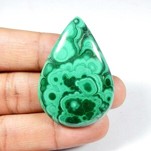 Pietra preziosa di malachite. Enorme! Malachite verde. Cabochon di malachite verde. Malachite a forma di pera da 45 x 31 mm per gioielli. 105 carati KB-10461