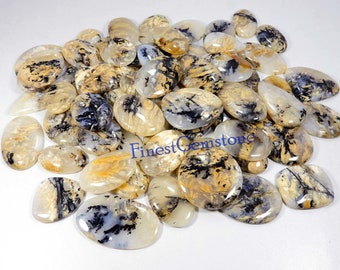 Tiger Dendrit Achat Cabochon. Gelber Tiger Dendrit Edelstein. Natürliche Tiger Dendrit Großhandel Lot 56 Stück 2500Cts Tiger Dendrit Schmuck verwenden