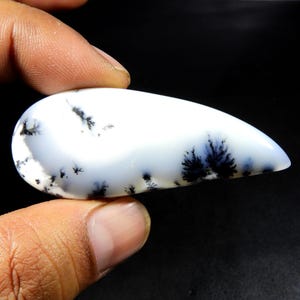 Incrível! Cabochão de Opala Dendrita. Opala Dendrita Natural Branca e Preta. Pedra preciosa dendrita polida com formato especial, solta para joias, 75 cts KB-10896