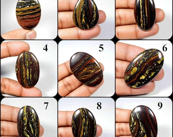 Natuurlijke ijzeren tijger. Trendy! Geelbruin ijzeren tijgeroog. IJzeren tijgeroogcabochon. IJzeren tijger edelsteen. Mixvorm Iron Tiger losse variant
