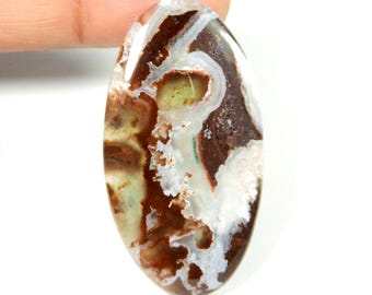 Bruingroen aqua chalcedoon cabochon natuurlijke edelsteen los voor het maken van sieraden 43 cts KB-11482