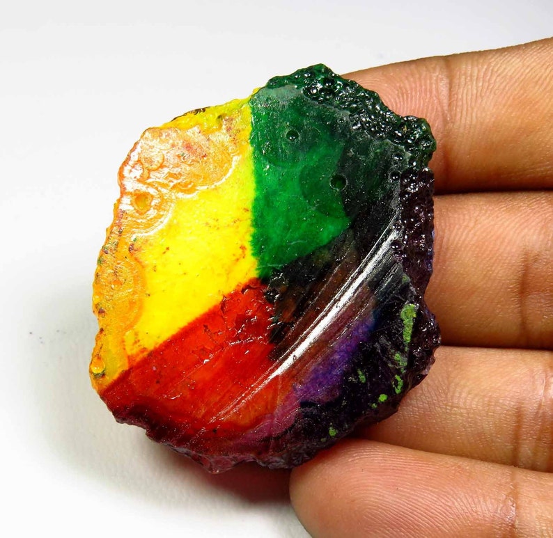 44x36 mm KB-3796 Solar Quartz Solar Slice Agate Geode Multi Color Rainbow Solar Slice Gemstone Loose Solar Quartz Cabochon Top Grade