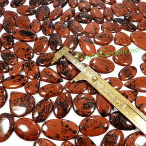 Red Mahogany Obsidian Cabochon. Natural Mahogany Obsidian Gemstone. Mix Shape Healing Mahogany Obsidian Wholesale Price Lot. 16 Pcs 500 Cts.