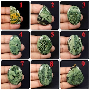 Topplaag! Oceaanjaspis edelsteen. Oceaanjaspis cabochon. Natuurlijke geelgroene oceaanjaspis. Mix vorm oceaanjaspis voor sieraden. Variatie: A