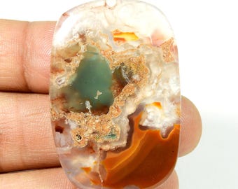Aqua chalcedoon cabochon natuurlijke groenbruine edelsteen los voor het maken van sieraden KB-11484