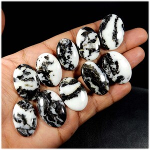 Noir blanc buffle turquoise. Cabochon buffle turquoise. Pierre naturelle turquoise de buffle. Lot de 10 pièces de forme ovale 270 carats KB-11097