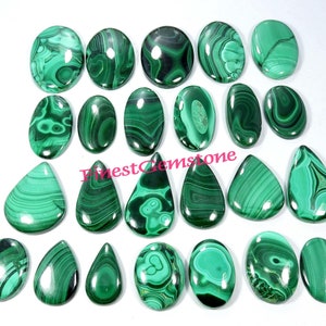 Pierre précieuse de malachite verte. Gracieux ! Cabochon en malachite. Malachite naturelle. Vente en gros Lot 4 pcs 250 Cts Malachite Pour Bijoux