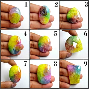 Cabujón Druzy de Cuarzo Solar Arco Iris. Piedra preciosa de cuarzo solar multicolor. Druzy solar natural. Solar al por mayor para joyería. Variación